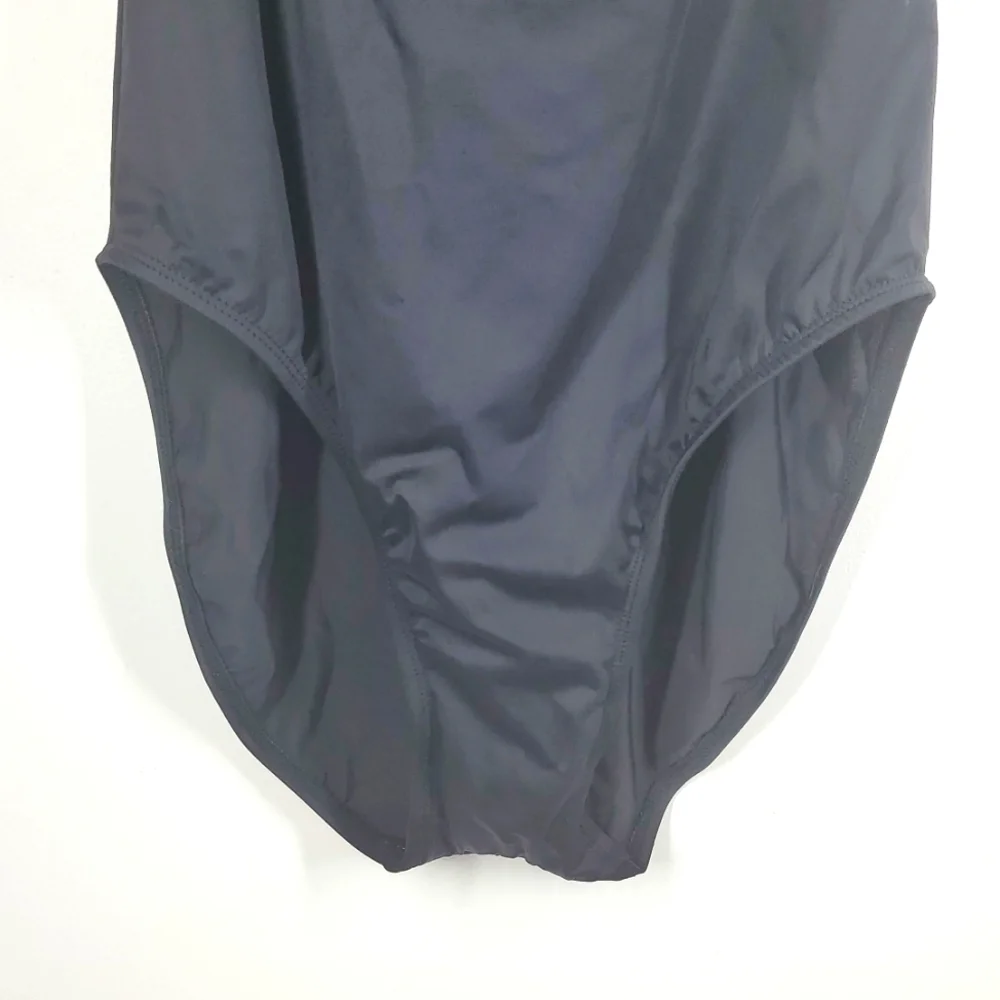 Vintage Carabella Black Mesh One-Piece Swimsuit Size 14 Sheer Panel Bathing Suit - Picture 4 of 12